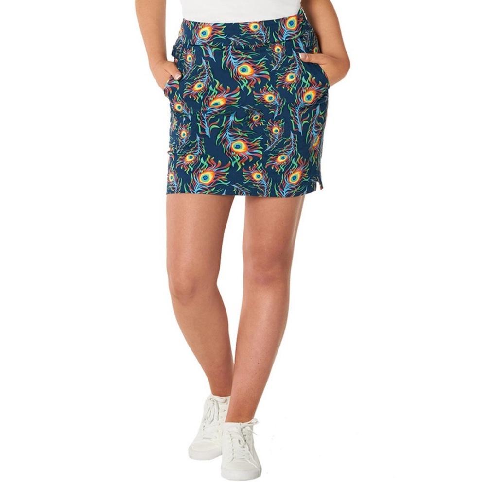 Royal and‎ Awesome Peacock Print Bright Birdie Golf Skort Skirt Women's Size 12